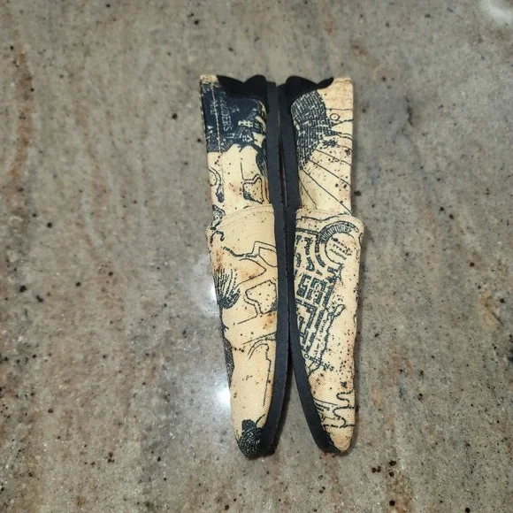 Harry Potter Marauder's Map Slip On Flats Women Size Small 6/7 Balletcore Wizard - Picture 5 of 8